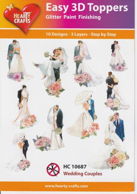 Wedding Couples 10 Easy 3d Die Cut Decoupage Toppers Hearty Crafts HC10687