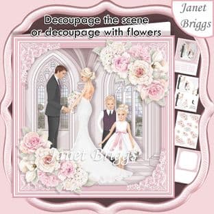 WEDDING GROUP PINK 7.5 Decoupage Card Kit digital download