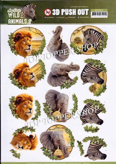 Wild Animals Africa Die Cut Decoupage Sheet Amy Design Push Out SB10351