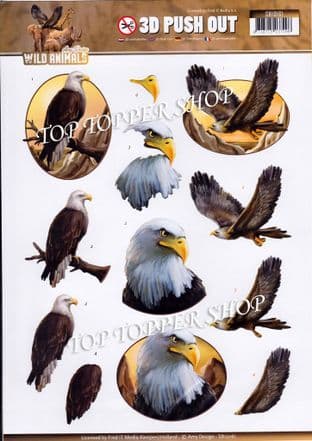 Wild Animals Birds of Prey A4 Die Cut Decoupage Sheet Amy Design Push Out SB10161