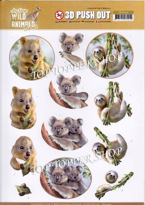 Wild Animals Outback Die Cut Decoupage Sheet Amy Design Push Out SB10444