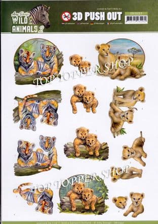 Wild Animals Twin Cubs Die Cut Decoupage Sheet Amy Design Push Out SB10352