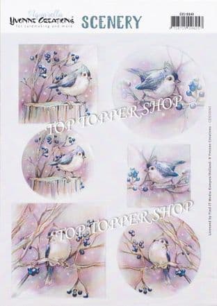 Winter Birds  A4 Die Cut Card Toppers Amy Design Push Out CDS10040