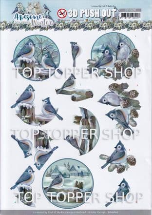 Winter Birds Christmas Die Cut Decoupage Sheet Amy Design Push Out SB10600