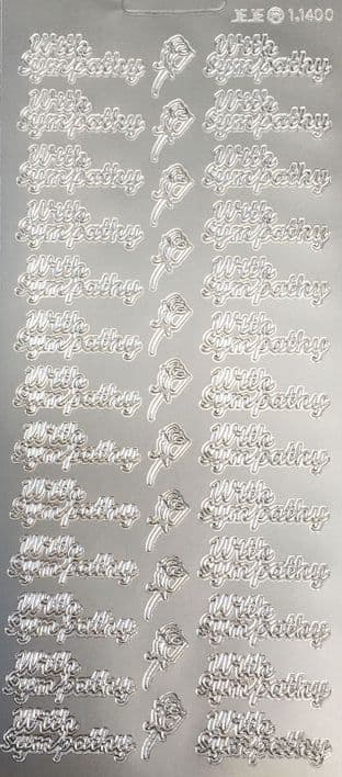WITH SYMPATHY SILVER PEEL OFF STICKERS J293
