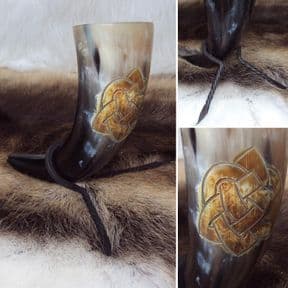Celtic Knot Drinking Horn With Stand