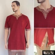 From The Movie Eagle. The Roman Shirt /Tunic With Trim - Red