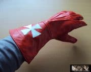 Knights Templar Red Leather Gauntlets