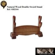 Solid Oak - Natural Wood Double Sword Stand