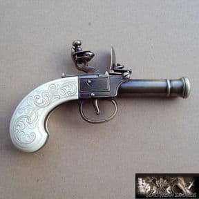 English Flintlock Pistol Manufactured by Bunney - 18th C. Ivory/Brass