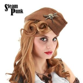 Womens Steampunk Garrison Cap / Hat in Brown