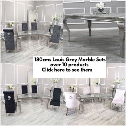180cms Louis Light Grey Marble Dining Tables