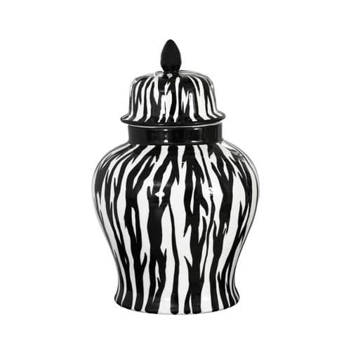 30cm Black and White Zebra Ginger Jar