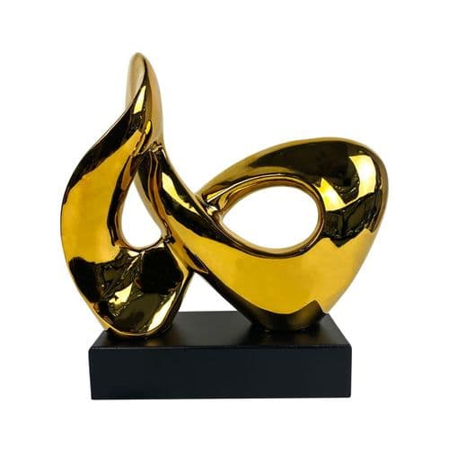 33cm Gold & Black Swirl Abstract Sculpture