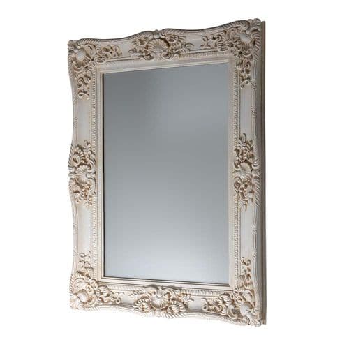 Antique White 90cms x 120cms French Style Ornate Wall Mirror