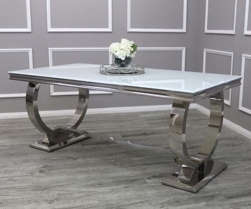 Arianna  White 180cms Glass Dining Table