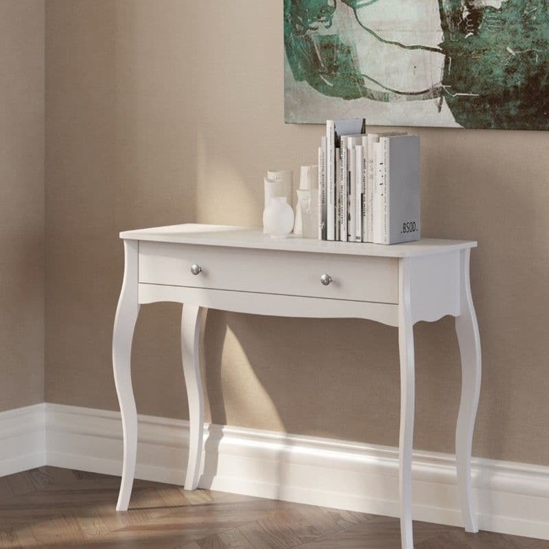 Baroque White French Style Dressing, French White Console Table With Drawers