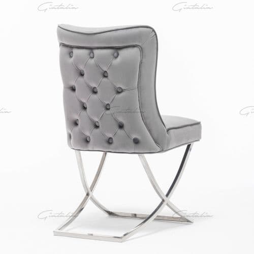 Belgravia Dark Grey Buttoned Velvet Dining Chair