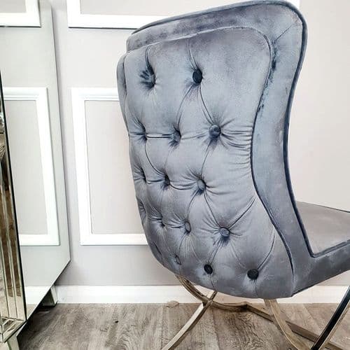 Belgravia Dark Grey Buttoned Velvet Dining Chair