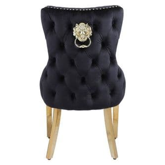 Black & Gold Velvet   Lion Head Dining Chairs -  1, 4 or 6 Chairs