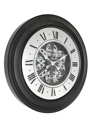 Black & Mirrored  Gears Wall Clock