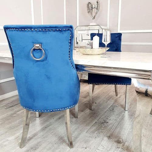 Blue Velvet Knockerback Dining Chairs -  1, 4 or 6 Chairs