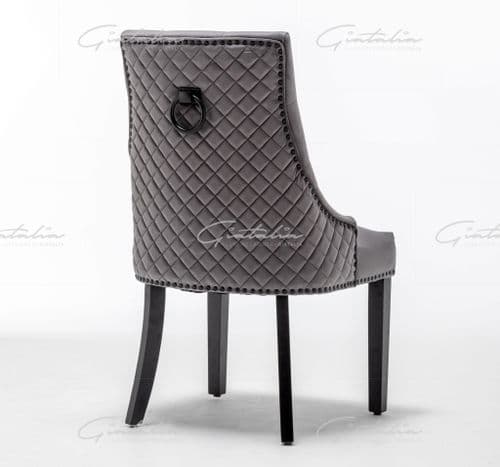 Cambridge Dark Grey Velvet Knockerback Dining Chair