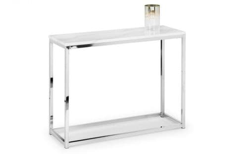 Chrome White Marble Effect Console Table