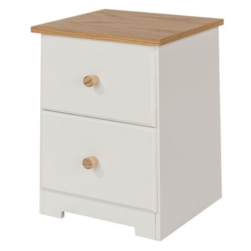 Colorado White Two Drawer Petite  Bedside Cabinet