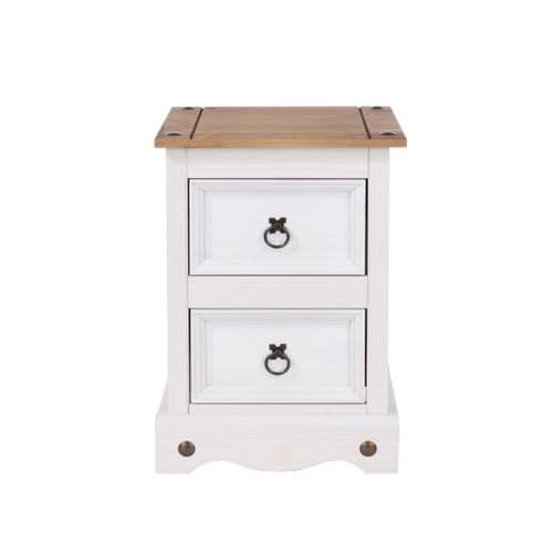 Corona White Two Drawer Petite Bedside Cabinet