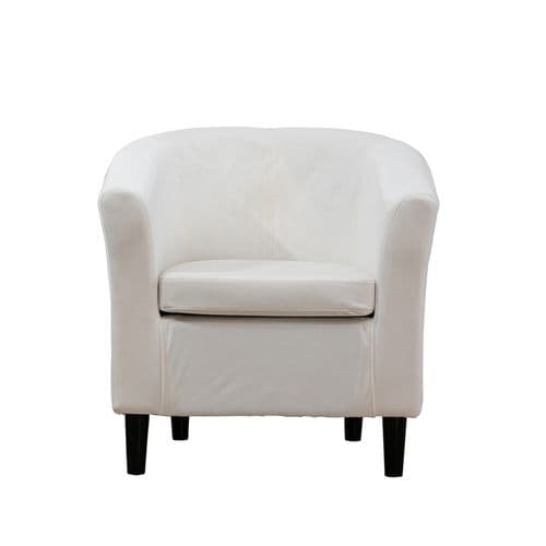 Cream Plush Velvet Classic Tub Chair With Dark Legs
