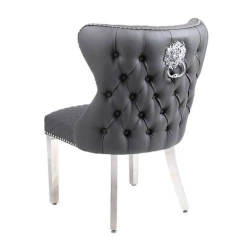 Dark Grey Faux Leather Valentino dining  Chairs -  1, 4 or 6 Chairs