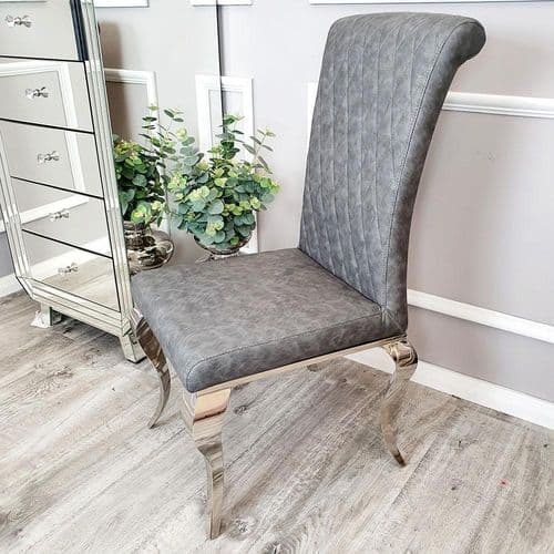 Dark Grey Nicole Faux Leather Dining Chairs - 1,4 Or 6  Chairs