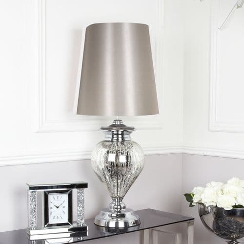 Extra Large Mercury Pearl Regal Lamp With Champagne Shade