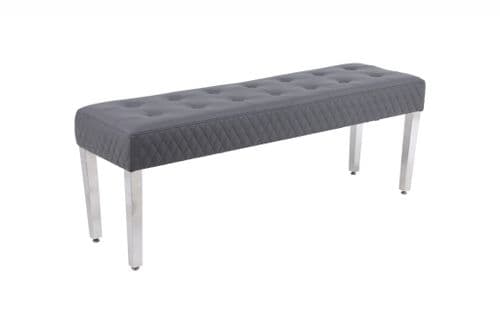 Faux Leather Dark Grey Dining Bench 140cms