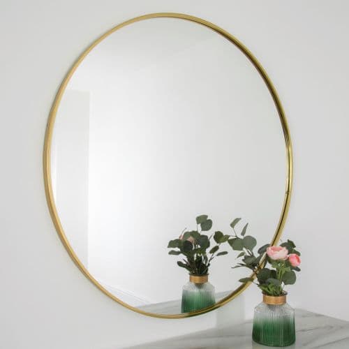 Gold Manhattan Round 100cms Mirror