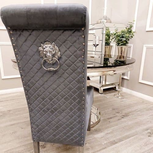 Grey Velvet Laurie Lion Head Dining Chairs -  1, 4 or 6 Chairs