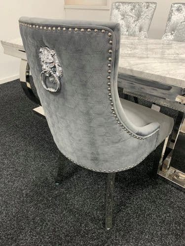Grey Velvet Lion Head  Dining Chairs -  1, 4 or 6 Chairs