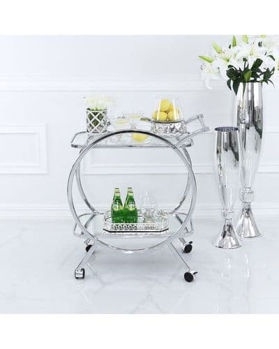 Hereford Chrome & Glass Drinks Trolley