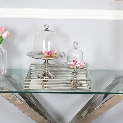 Large  Chrome And Mirror Tray