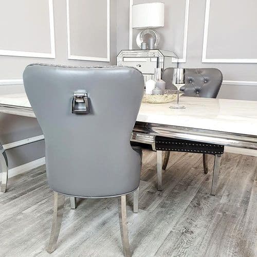Light  Grey Mayfair  Faux Leather Knockerback Dining Chairs -  1, 4 or 6 Chairs