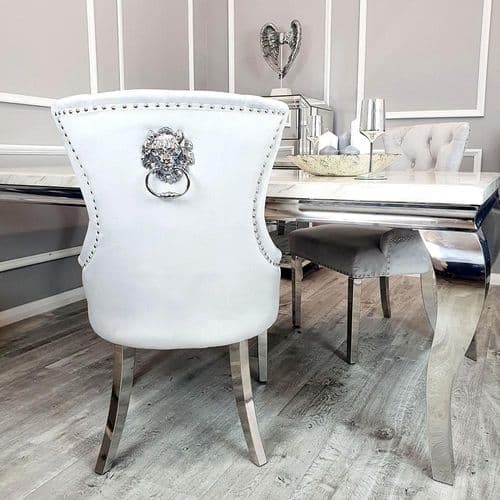 Light Grey Megan Velvet  Lion Head Dining Chairs -  1, 4 or 6 Chairs