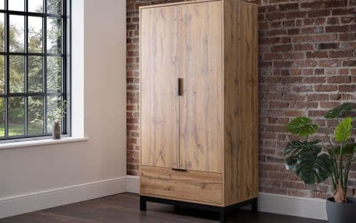 Limehouse Industrial Two Door Wardrobe With Drawers