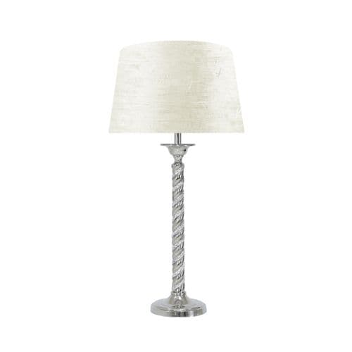 Medium Glitz Twist Table Lamp With White Velvet Empire Lamp Shade