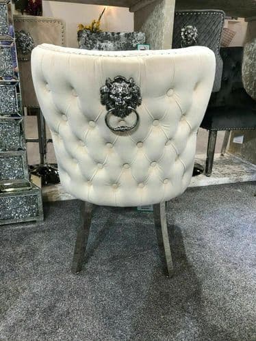 Mink  Velvet Lion Head Buttoned Back Dining Chairs -  1, 4 or 6 Chairs