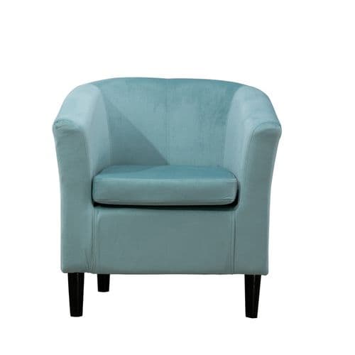 Mint Green Plush Velvet Classic Tub Chair With Dark Legs