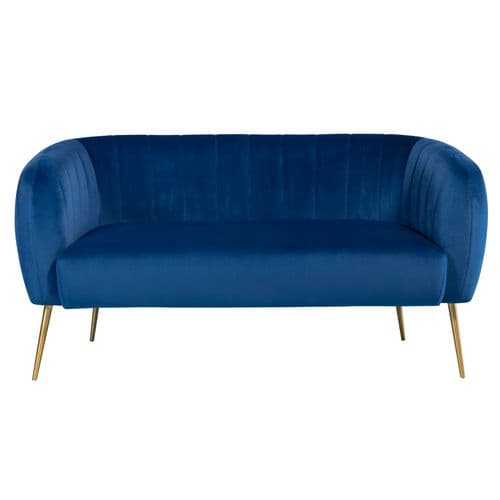 Monaco Blue Velvet Two Seater Sofa