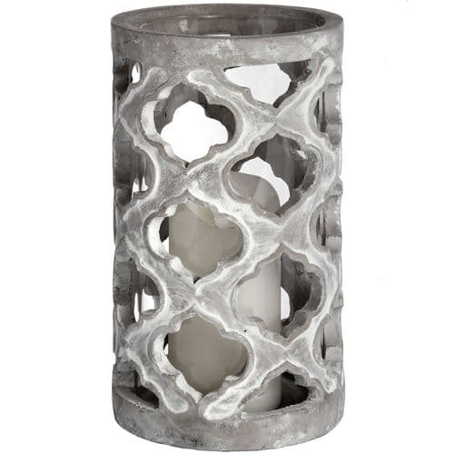 Pair Of  Large Stone Effect Patterned Candle Holders