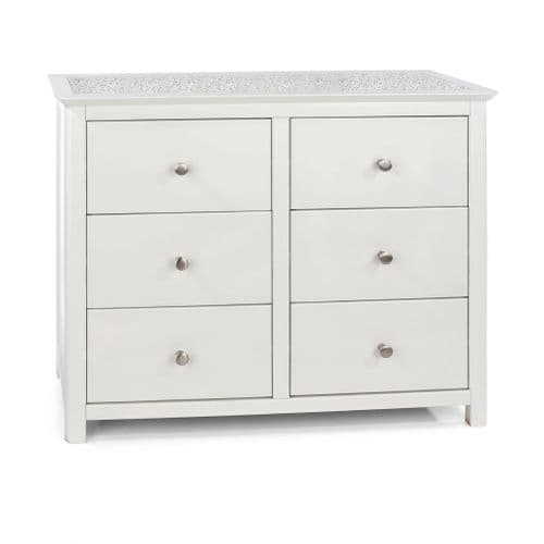 Porth White Wide Six Drawer Chest of Drawers