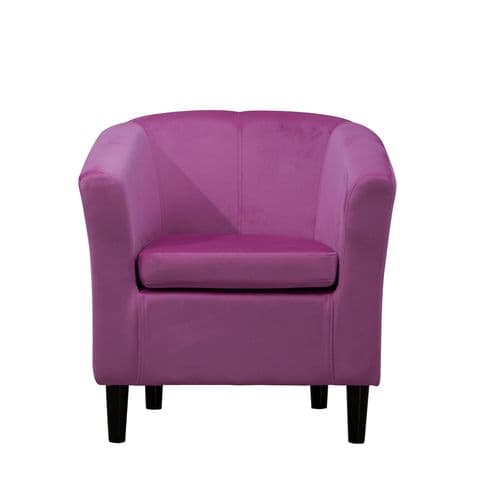 Purple Plush Velvet Classic Tub Chair With Dark Legs